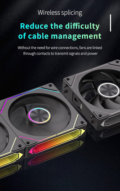 TEUCER DL-2 ARGB PC Fan 3-in-1 Case Fan Compatible with 240 360 Water Cooling Radiator Wireless Cooling Fan Kit