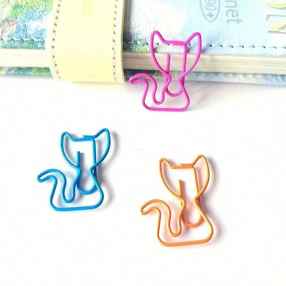 20/40/50Pcs Metal Paper Clips Cat Dog Musical Notes Assorted Color Paperclips Bookmark Teacher Students Office Supplies