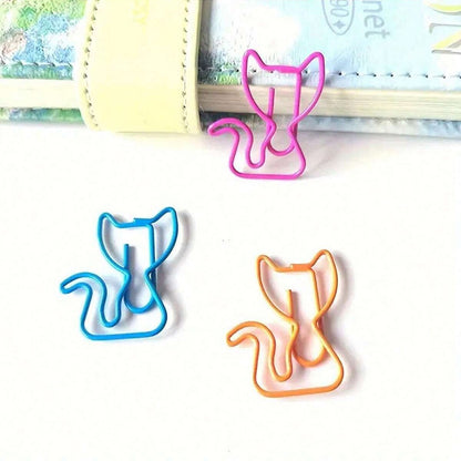 20/40/50Pcs Metal Paper Clips Cat Dog Musical Notes Assorted Color Paperclips Bookmark Teacher Students Office Supplies