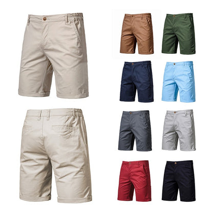 Men Summer Soild Cotton Shorts For Man Casual Business Shorts Elastic Waist Sport Beach Shorts Gym Running Shorts Male Clothing