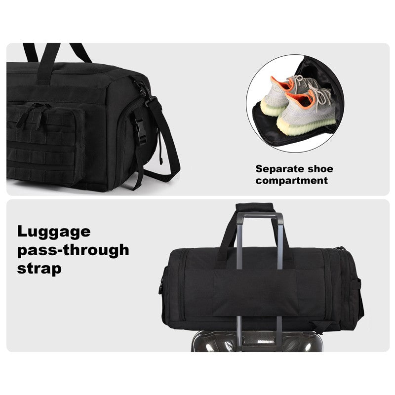 LHI 50L 3 in 1 Travel Duffle Bag Men Large Gym Sports Bags Tactical Military Duffle Backpack with Shoes Compartment & Wet Pocket