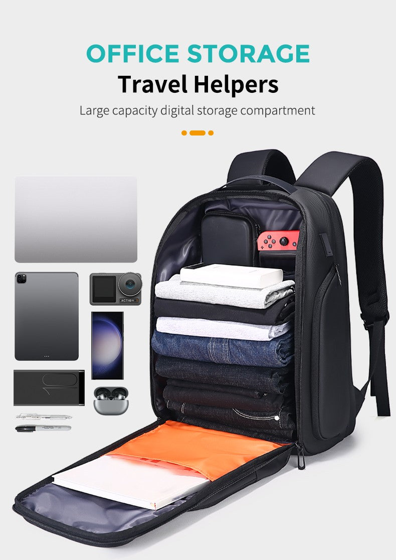 Fenruien Men 36L Business Backpack USB Waterproof  Multi Pocket Backpacks Fit 17.3 Inch Laptop