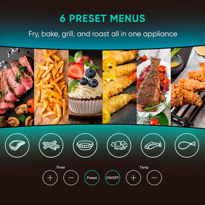 Fritadeira de Ar Cesto de Vidro 4.5 Litros | Tecnologia Inovadora Para Cozinhar Facilmente sem Óleo | Fritar, Assar, Grelhar Refeições Dietéticas | Diswa