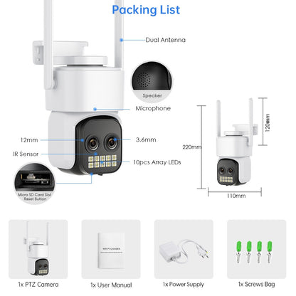 BESDER 8MP 4K10x Hybrid Zoom Dual Lens PTZ IP Camera 3.6+12mm WiFi Human Detection 4MP Audio Security Video Surveillance O-KAM