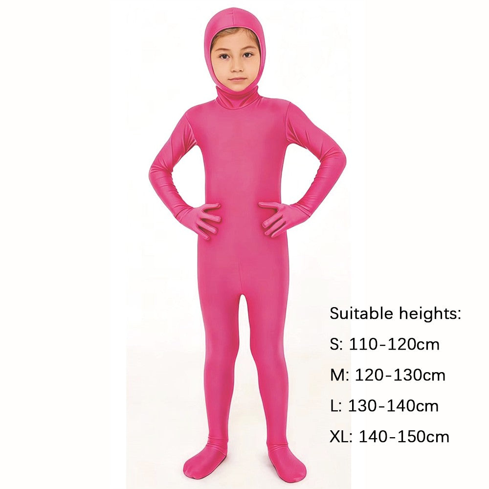 Kids Zentai Invisible Jumpsuit Cosplay Costume Bodysuits Halloween Carnival Skin Tight Suit Spandex Stretch Disappearing