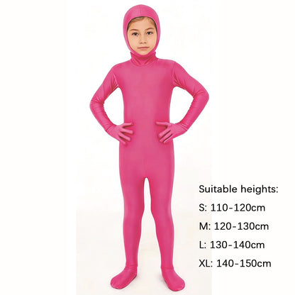 Kids Zentai Invisible Jumpsuit Cosplay Costume Bodysuits Halloween Carnival Skin Tight Suit Spandex Stretch Disappearing