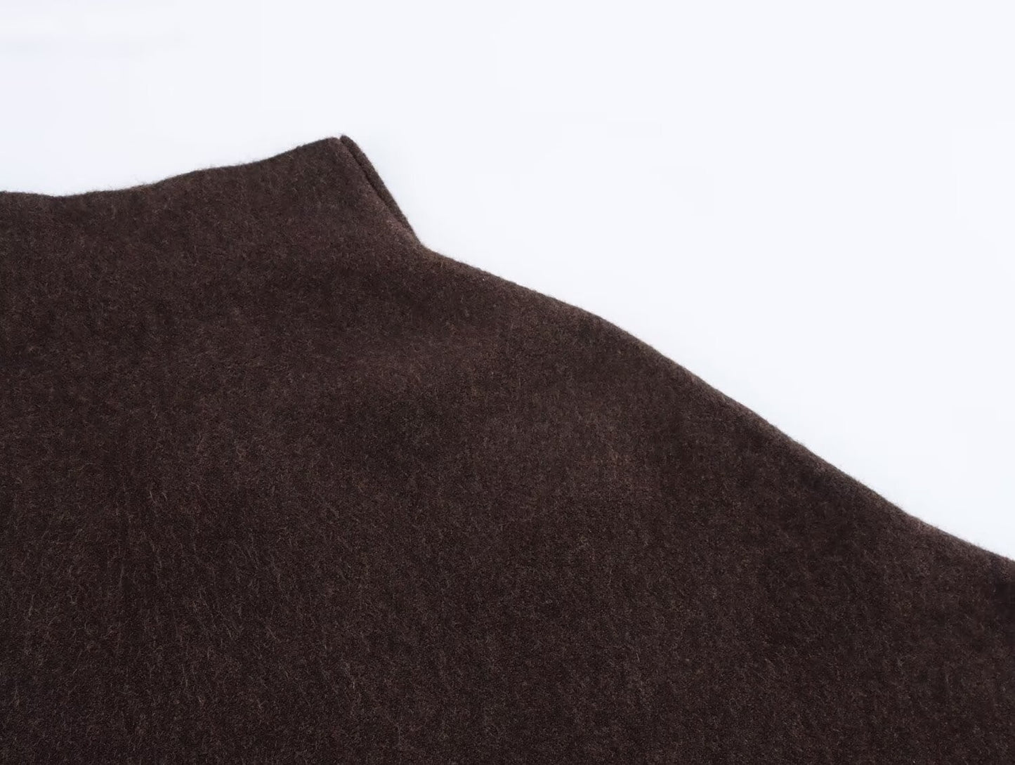 JNLEAOG Casaco de Gola Alta Assimétrica de Malha Feminina para Rua Elegante Fibra de Poliéster Outono Nova Chegada Design de Moda