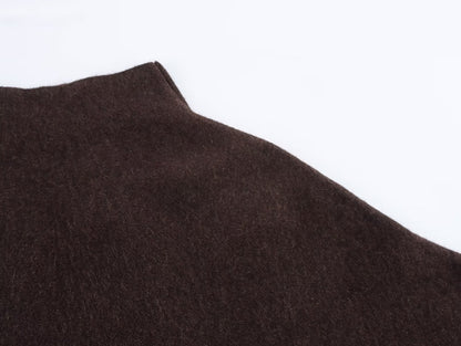 JNLEAOG Casaco de Gola Alta Assimétrica de Malha Feminina para Rua Elegante Fibra de Poliéster Outono Nova Chegada Design de Moda