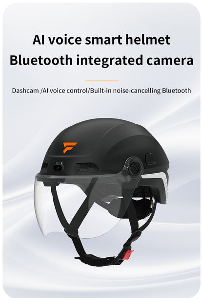 2025 Novo Capacete de Moto Inteligente com Câmera e Fone de Ouvido Bluetooth Meio Capacete Masculino Cascos Para Moto Quatro Estações DOT