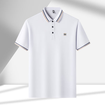 High End Quality Men's Polo Shirt Striped Collar Letter Print Short Sleeve Shirt Summer Lapel T-Shirt Business Trend Menswear