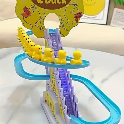 Brinquedo Ducky Escalada de Escadas com Luzes e Música, Pista de Deslize para Crianças, Brinquedo de Pista Divertido e Fofo, Perfeito para Presentes de Aniversário