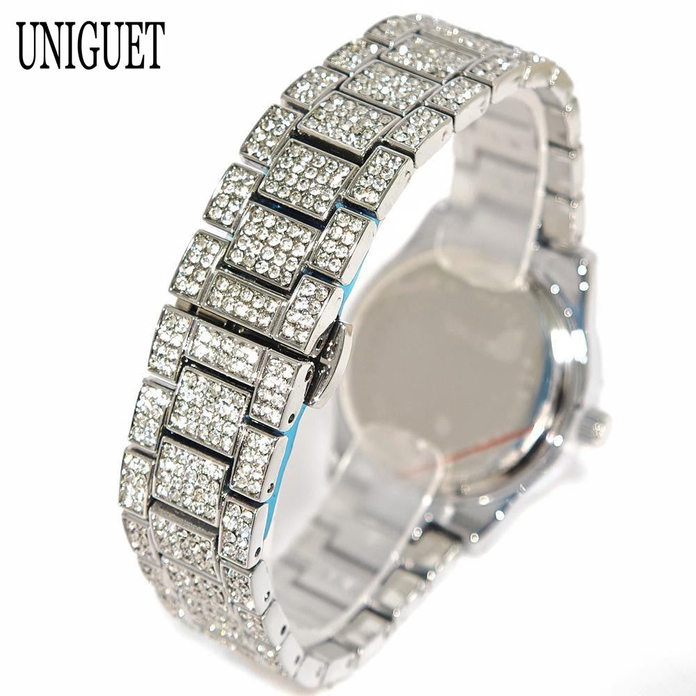 Luxury Jewelry Watch For Womens UNIGUET Fashion Small DialWaterproof Hip Hop Iced Diamond Quartz Wristwatch Small Size For Women