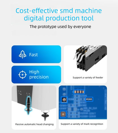 High-speed Fully Automatic Triple Vision Camera Desktop SMT Machine 220V / 110V SMT Pick And Place Machine Chip Mounter LED SMD