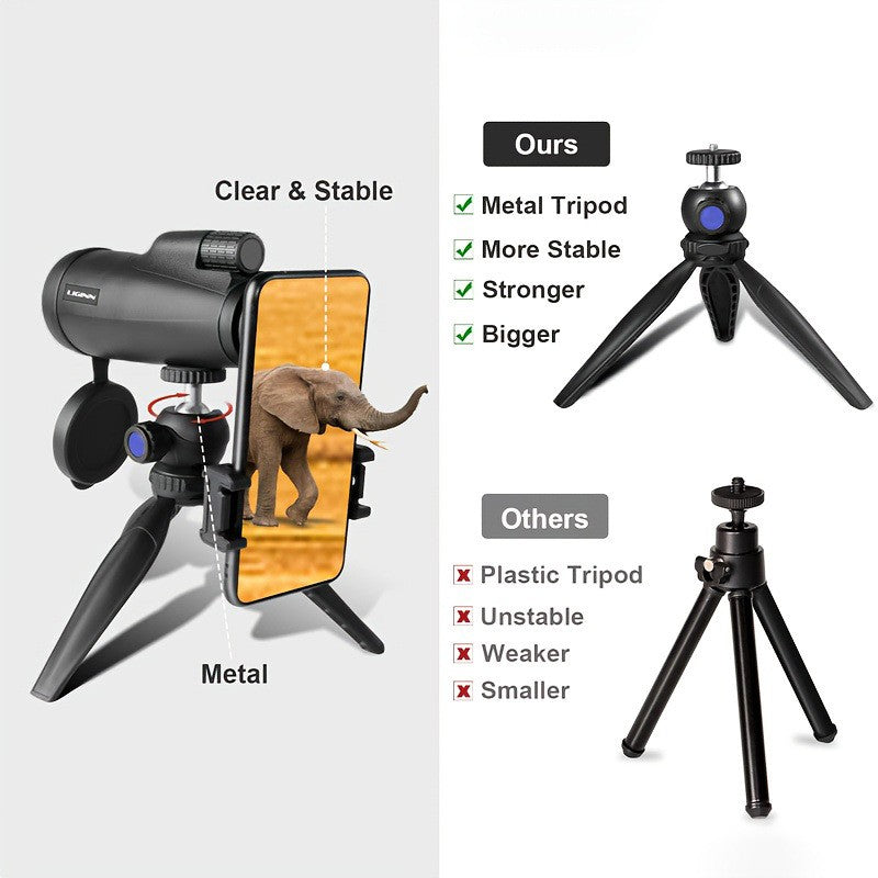 12x50 HD ZOOM Telescópio Monocular Poderoso Binóculos Portátil Telescópio de Longo Alcance Caça Acampamento Com Tripé Suporte de Celular