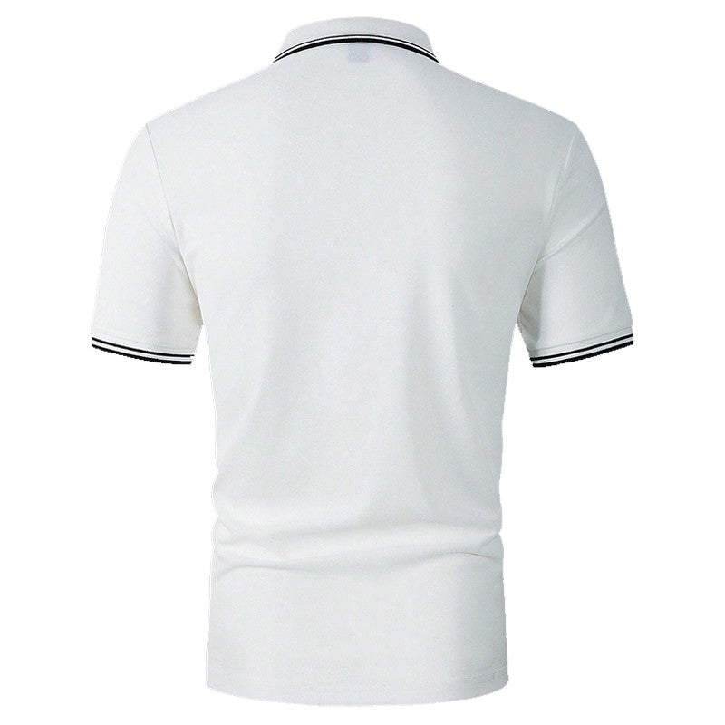 100% Polyester New Men Clothes Summer Short Sleeve Fashion Business Casual Lapel Polo Shirt Logo Print Men Sport Golf Polo Shirt