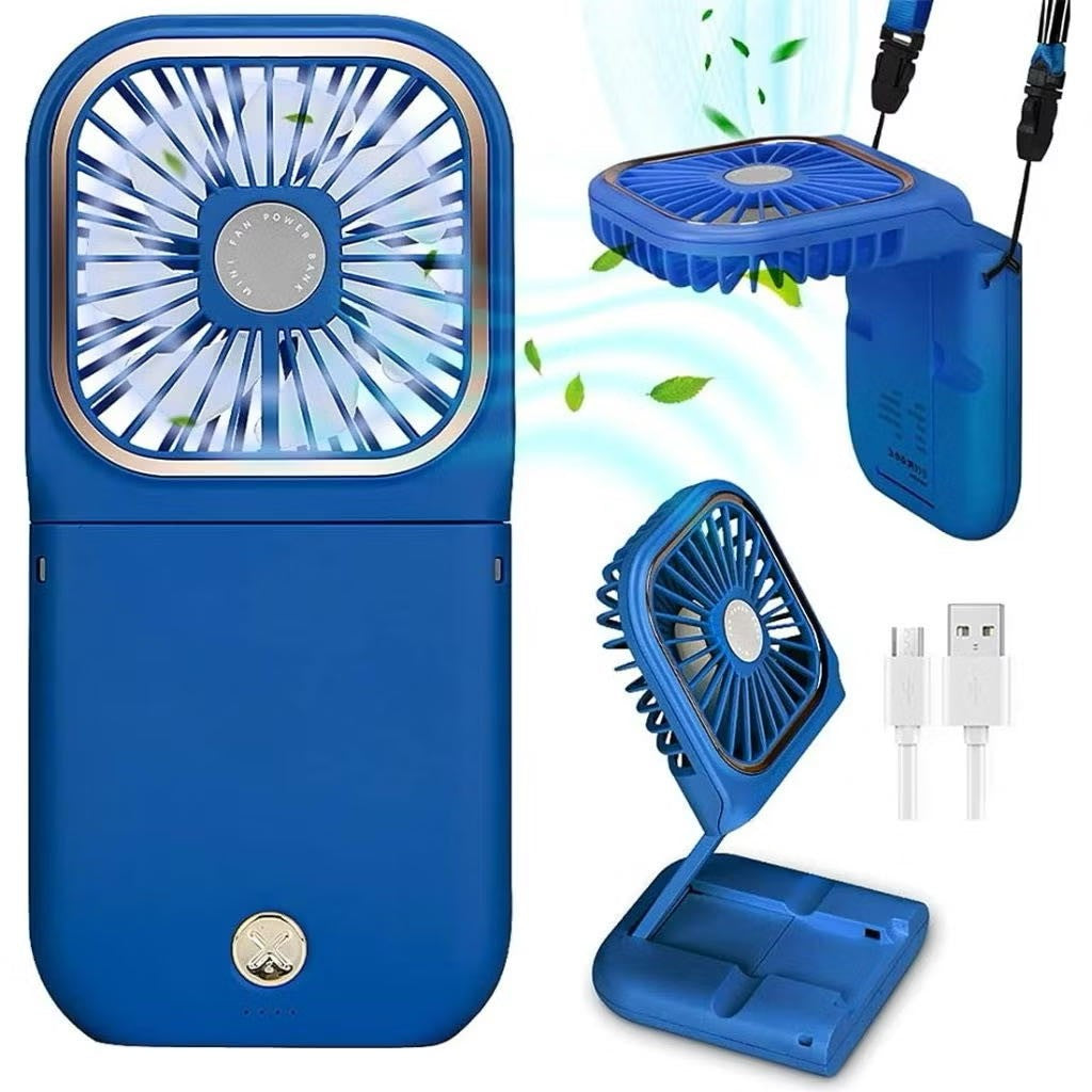 Mini Portable Folding Hanging Neck Fan With Rope/Rechargeable USB Mobile Phone Holder for Outdoor Travel