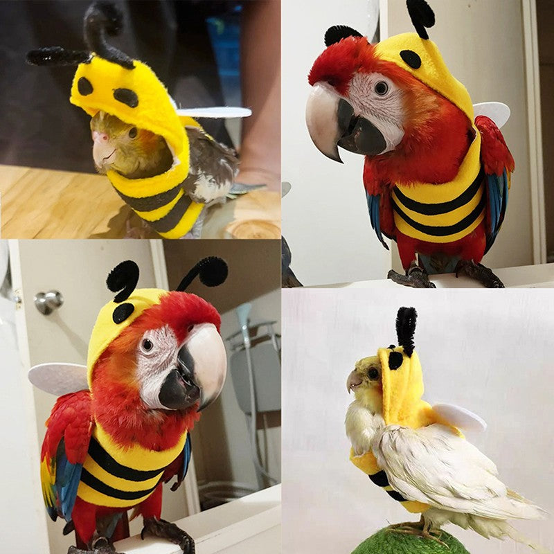 1 peça de roupas de inverno para pássaros, fantasia de abelha para papagaio, roupas para pequenos animais de estimação, moletom de abelha, macio e agradável à pele, terno de pássaro de estimação para papagaios