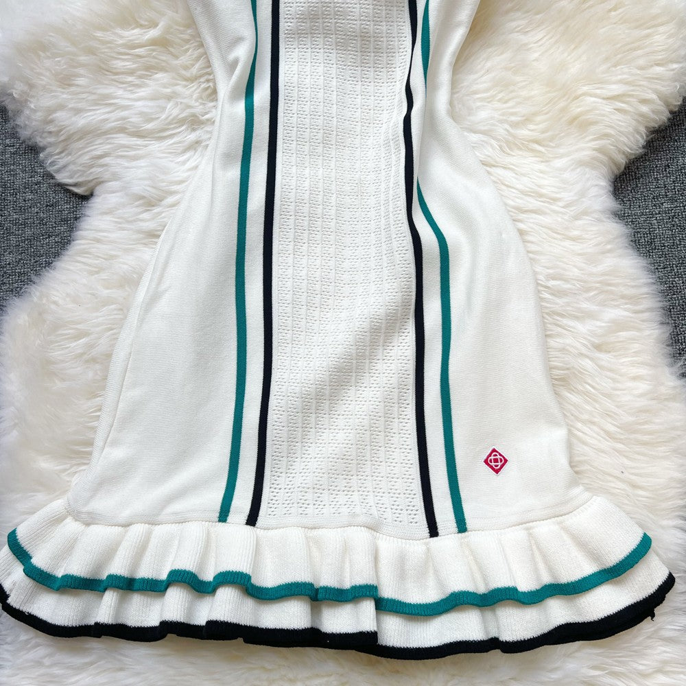 YuooMuoo Brand Fashion Women Knitted Mini Dress Ins Hot Sexy Package Hips Ruffle