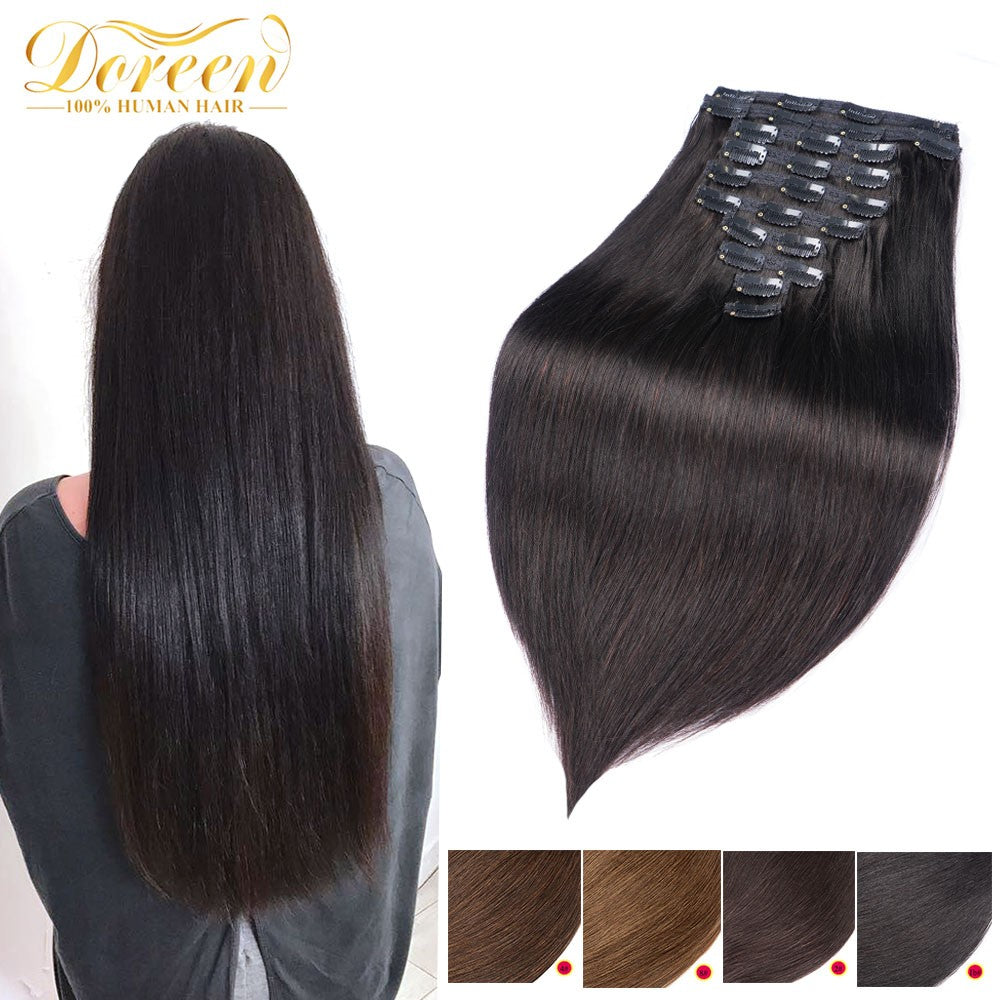 Doreen 160G 200G 240G Série Volume Cabelo Humano Liso Remy Brasileiro Com Tic Tac Extensões de Cabelo Cabeça Inteira 10 Peças 40 a 60 Centímetros