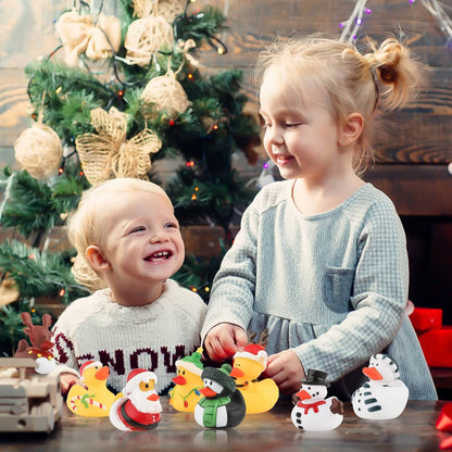 2/6/12PC Christmas Rubber Ducks, Bath Rubber Ducky Toys Cute Holiday Rubber Ducks Ducking for Holiday Celebrations Party