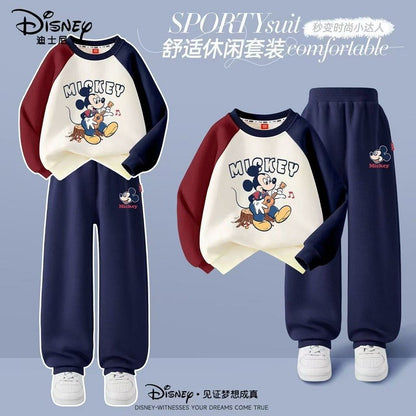 Autumn Baby Girls Boys Clothes Set Children Disney Mickey Printing Sweatshirt Top and Pants Bottom 2Pieces Suit Cotton Tracksuit