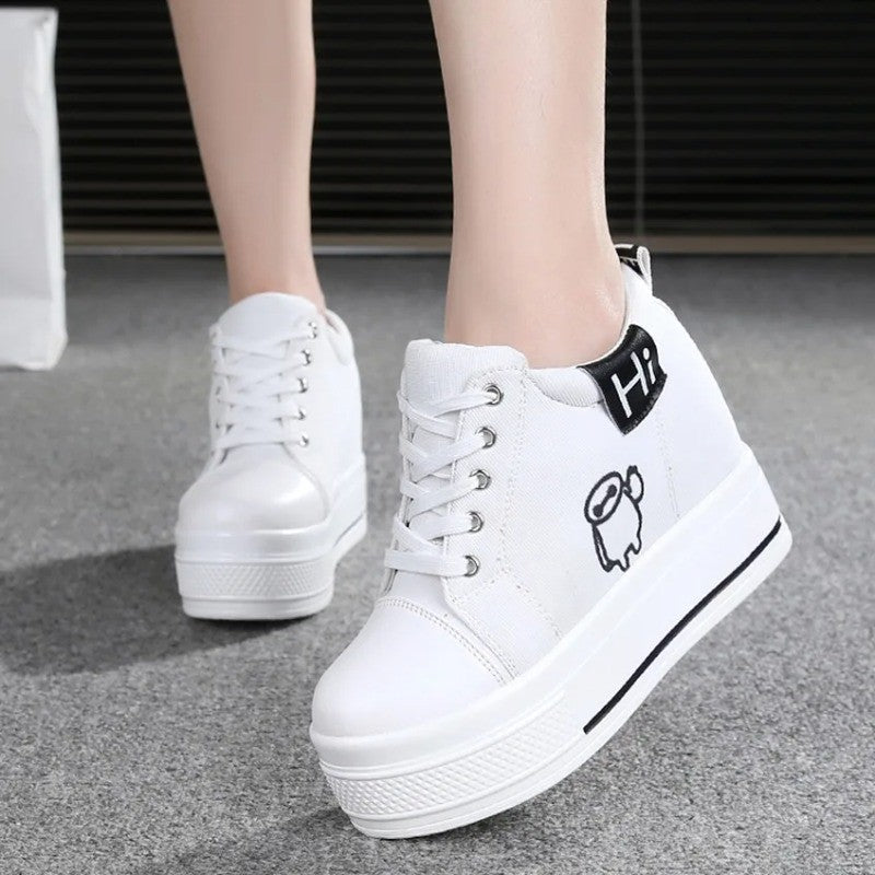 11cm New Brand Hidden Heel Platform Sneakers Women's Breathable Wedge Canvas Shoes Woman Casual Ladies Boots Zapatos De Mujer