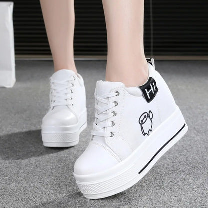 11cm New Brand Hidden Heel Platform Sneakers Women's Breathable Wedge Canvas Shoes Woman Casual Ladies Boots Zapatos De Mujer