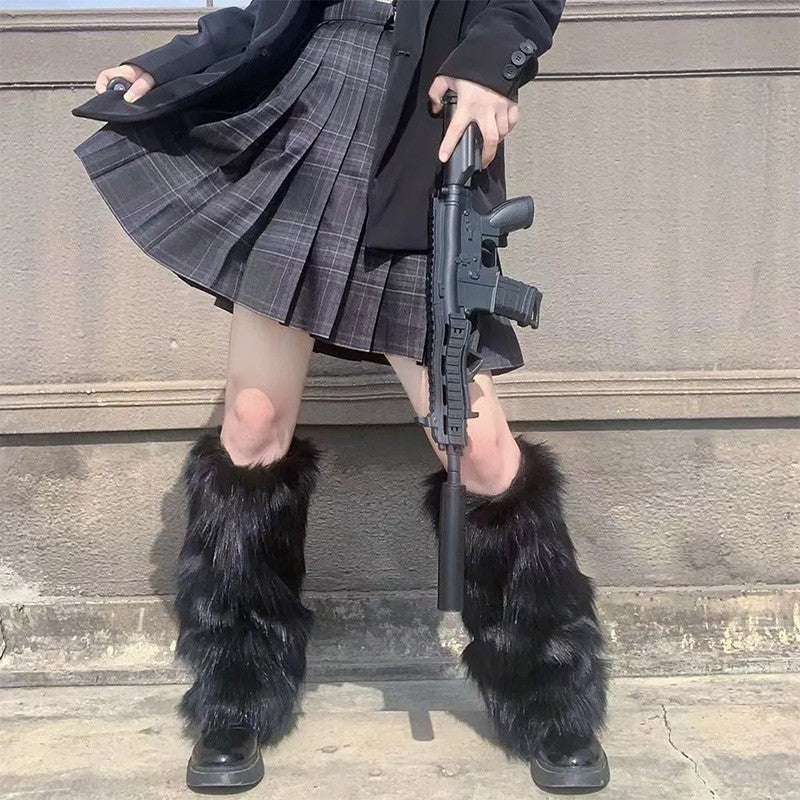 Costume Set Fox Tail Ears Gloves Artificial Fur Boot Covers Cosplay Halloween Prop Adult Women Men Unisex