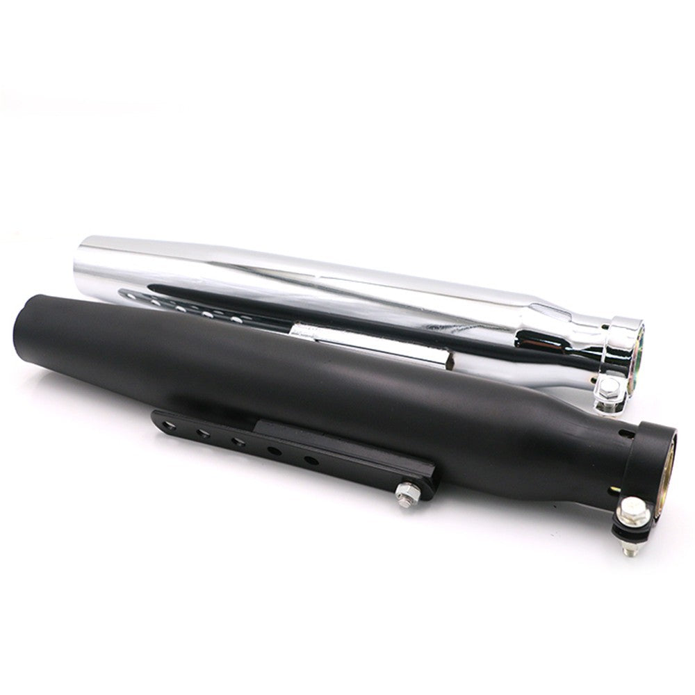 Black Silver Universal Motorcycle Cafe Racer Exhaust Pipe with Sliding Bracket Muffler For Harley Cafe Racer Custom