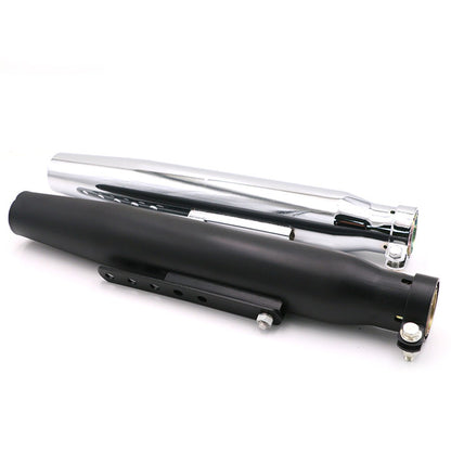 Black Silver Universal Motorcycle Cafe Racer Exhaust Pipe with Sliding Bracket Muffler For Harley Cafe Racer Custom