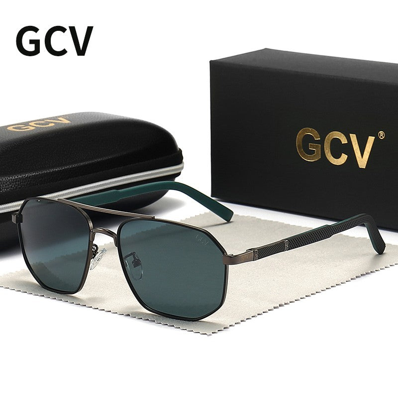 GCV 2025 Óculos de Sol Polarizados Clássicos Masculinos Modelo Piloto Quadrado Armação de Metal Óculos de Sol Masculinos para Dirigir Óculos UV Bloqueador Luxo