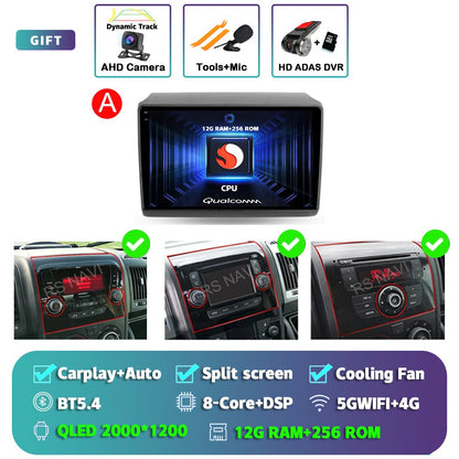 Android 15 Car Radio For Fiat Ducato Peugeot Boxer Citroen Jumper 2006 -2022 Wireless Carplay multimedia Android Auto 4G
