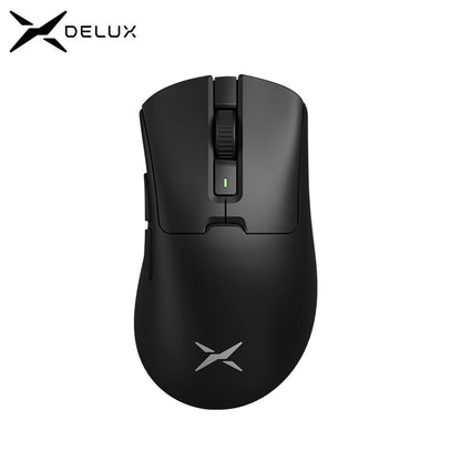 Mouse Gamer Sem Fio Delux M900PRO Ergonômico Taxa de Polling 8K PAW3395 63g Dock de Carregamento Magnético RGB para PC Gamer com Mão Grande Direita