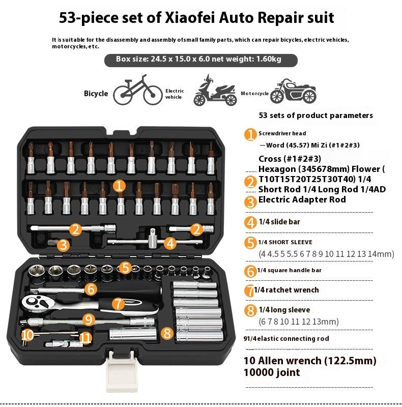 Grande Conjunto de Ferramentas para Reparo Automotivo Chave de Boca de Soquete de Manutenção Automotiva Conjunto de Combinação de Soquetes Multifuncional