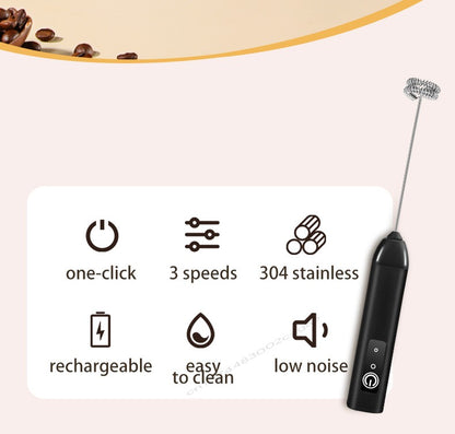 Batedor de Ovos Elétrico Portátil Recarregável USB Espumador de Leite 3 Velocidades Mixer para Café Bebidas Culinária