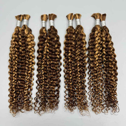 Ombre Highlight 427 Cabelo Humano Cacheado Brasileiro Profundo Ondulado Boho Tranças 100% Cabelo Humano Remy Extensões de Cabelo Humano Cru para Trança