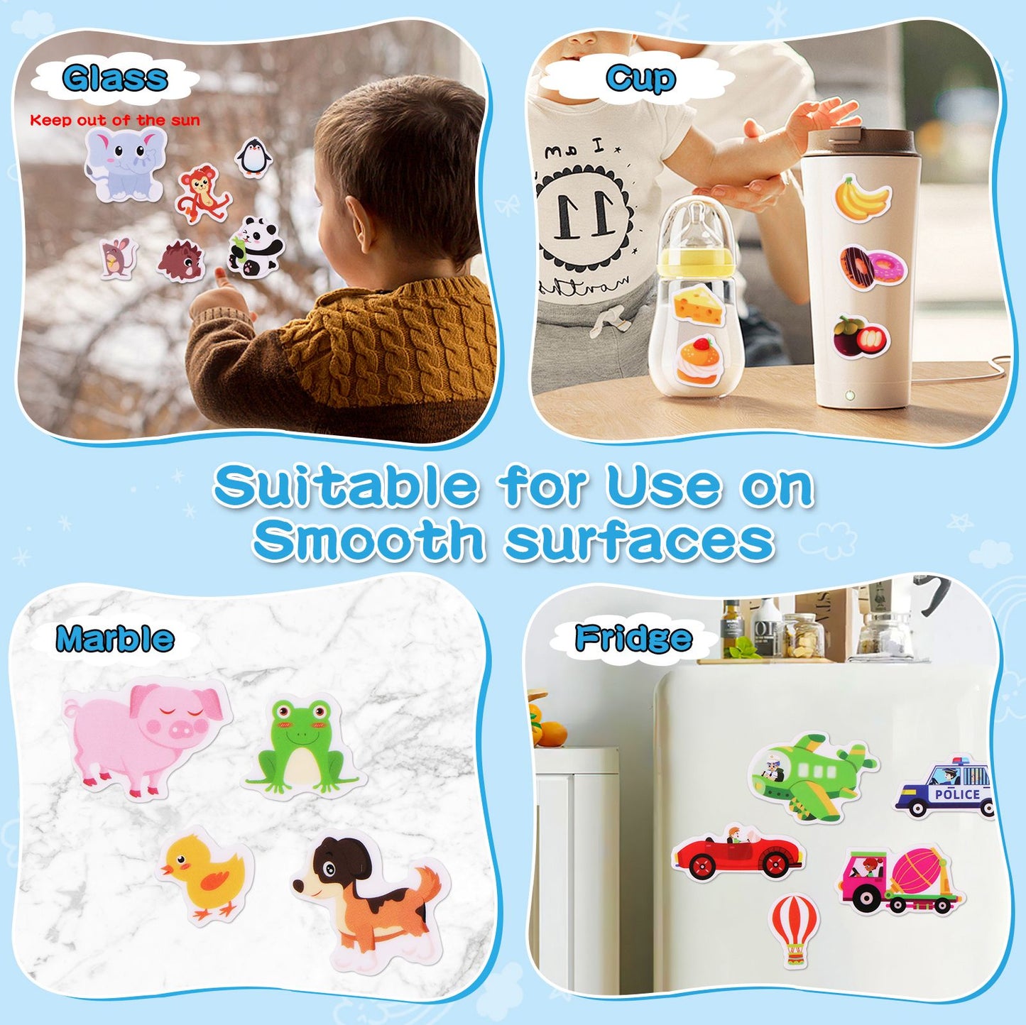 Kids' Reusable DIY Sticker Books Multi-Theme Bubble Sticker Jelly Stickers Portable Montessori Sticker Toy Gifts for Children