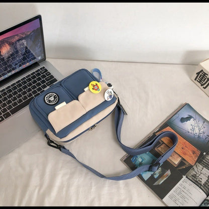 Fashion Versatile Men's Crossbody Bag Large Capacity Japanese Style Shoulder Bag Retro with Pendant Messenger Bag Unisex