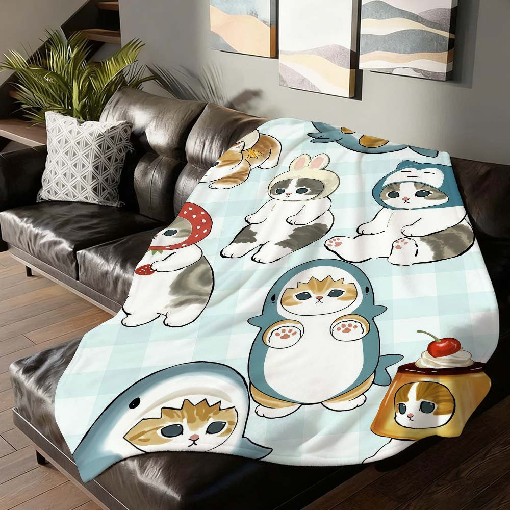 Cartoon cute M-MoFusand Blanket For Sofa Office Bed Plane Travel Sleep Read Relax Camping Soft And Warm