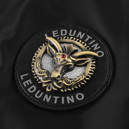 Men's Winter Black Aviator Jacket with Detachable Faux Fur Trimmed Hooded Cold Fashion Embroidered Badge and Zipper Pockets