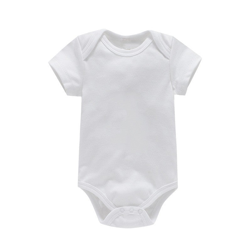 Newborn Baby White Short Sleeve Romper Print Outfit Infant Bodysuit Clothes Gift Customized Your Design Idea Cool DIY Or Logo