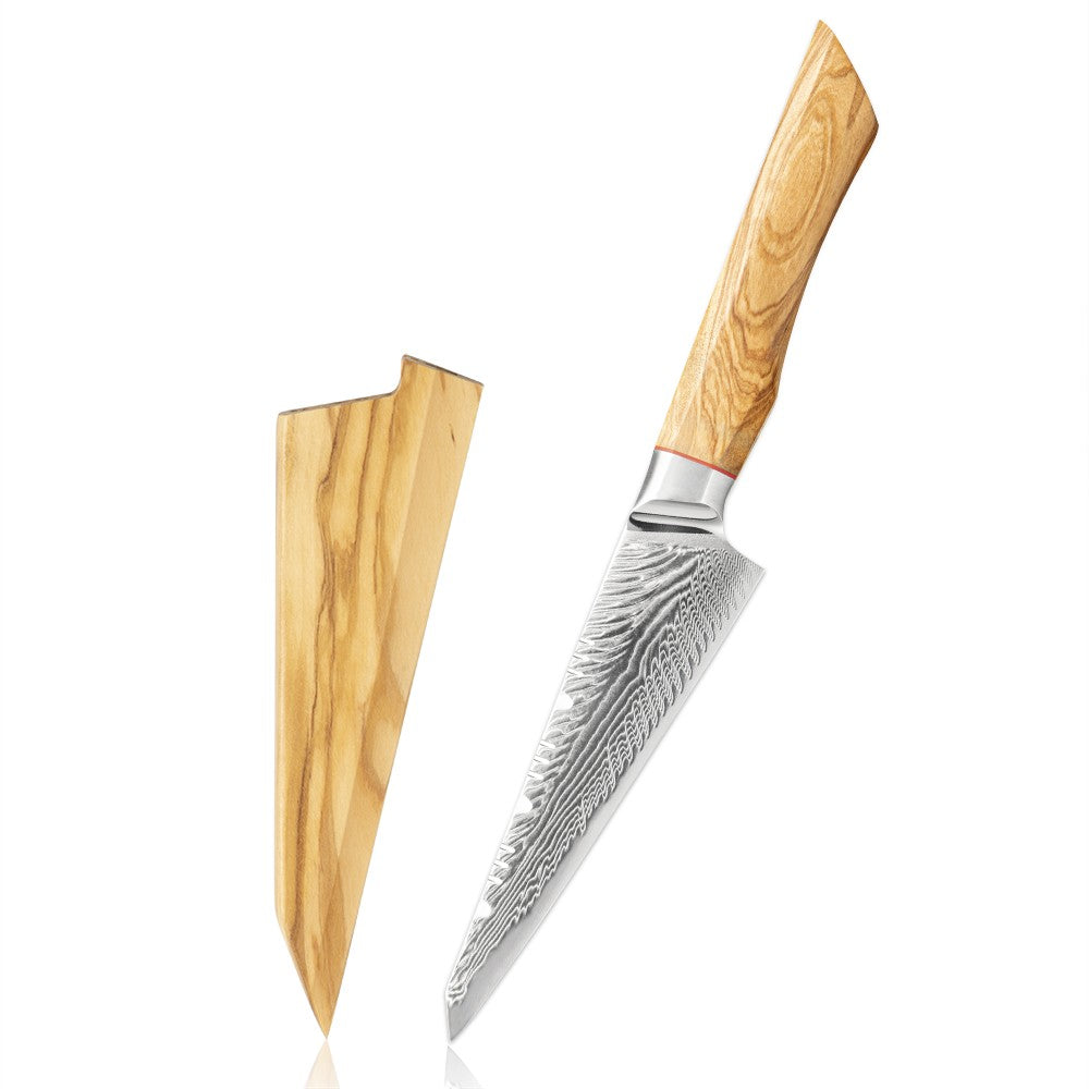 Conjunto de facas de cozinha para chef Damasco 67-LAY, faca japonesa Santoku Nakiri, faca utilitária, faca para desossar, faca de cozinha com cabo de madeira de oliveira HD
