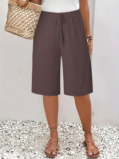 Women's 2025 Casual Solid Color Shorts - Mid-Length 5-Inch Bermuda Shorts, High Waist Loose Fit Summer Short Pants