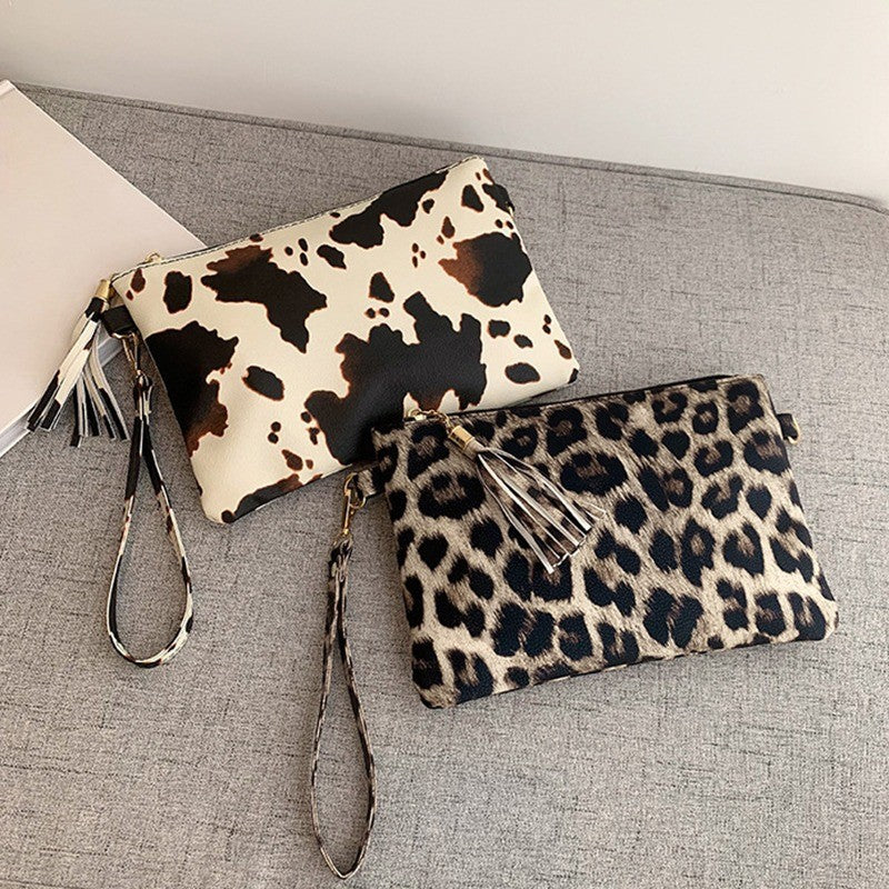 Women Clutch Bag Leopard Print Long Wallets Female Fashion Design PU Leather Wallet Messenger Bag Ladies Elegant Handbag 2025