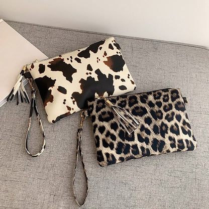 Women Clutch Bag Leopard Print Long Wallets Female Fashion Design PU Leather Wallet Messenger Bag Ladies Elegant Handbag 2025