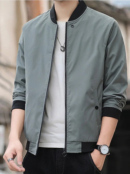 Men's casual trend fashion Windproof outdoor sports zipper solid color long sleeve cold warm aviator coat jacket