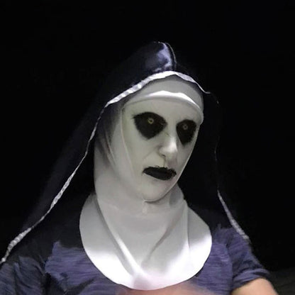 The Horror Scary Nun Latex Mask w/Headscarf Valak Cosplay for Halloween Costume