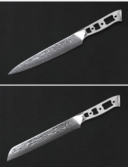 Lâmina Bruta para Facas de Cozinha TURWHO DIY, Aço Damasco 67 Camadas VG10, Faca Japonesa de Chef Santoku Kiritsuke para Fatiar e de Uso Geral