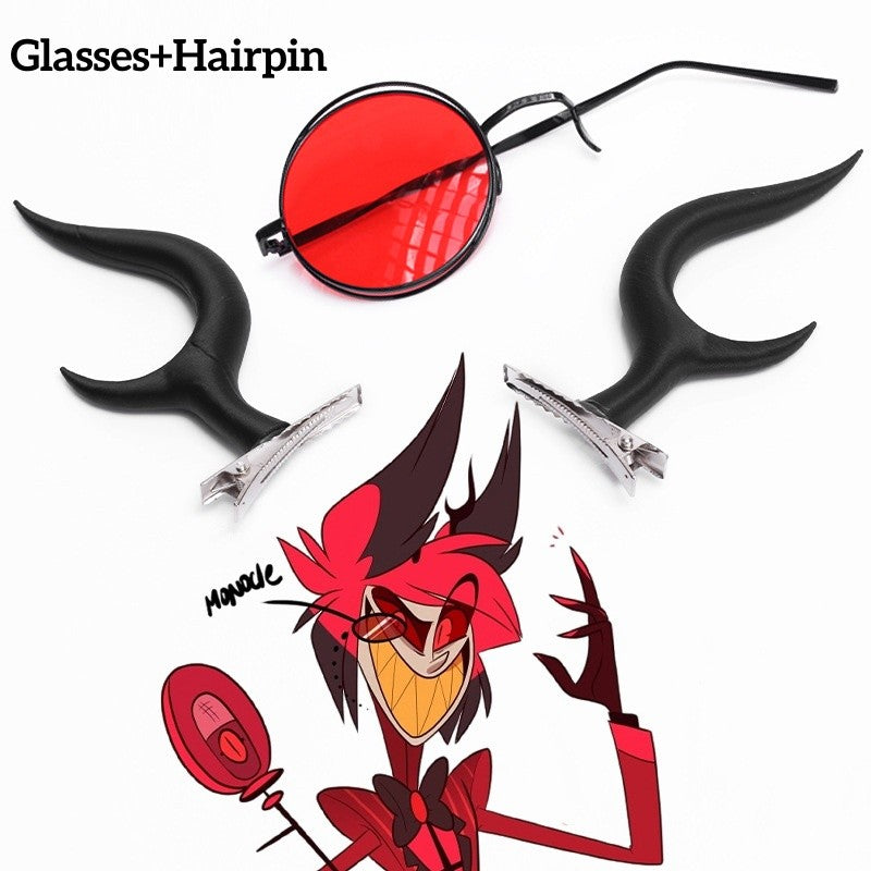Alastor Hazbin Cosplay Costume Hotel Radio Demon Cosplay Red Jacket Shirt Pants Gloves Tie Uniform Halloween Full