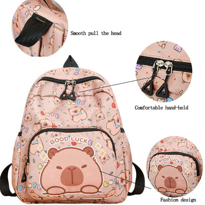 Capibara Print Backpacks Large Capacity Back To School Unisex Fashionable Cute Children's Bags For Kids Gift